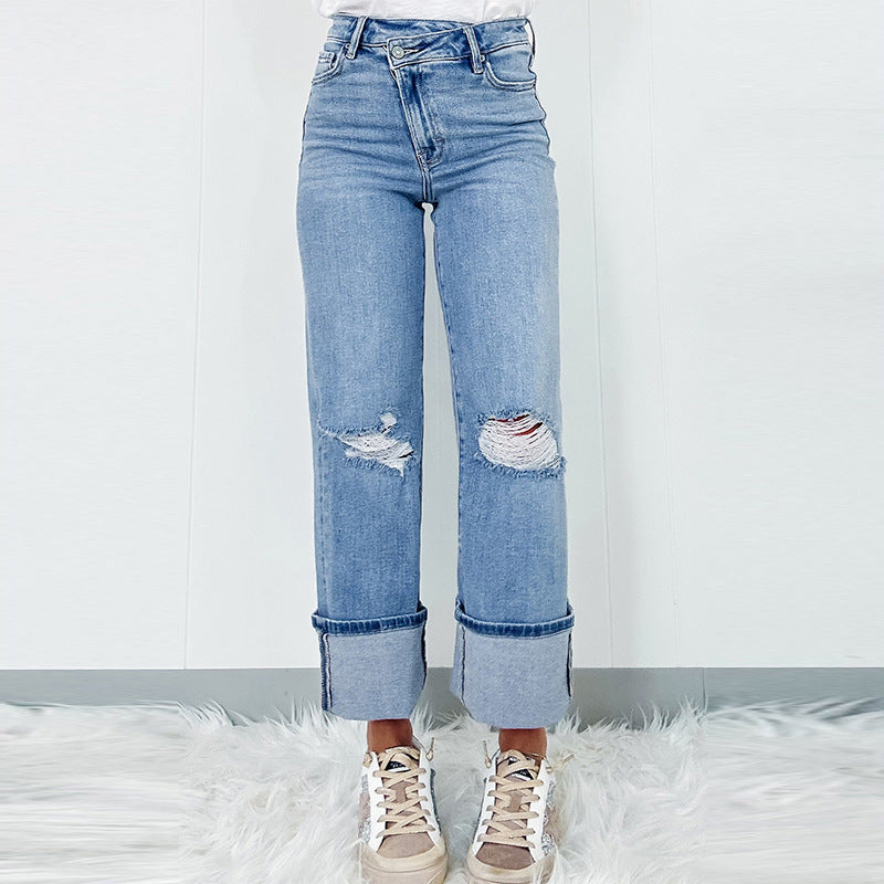 ShopBAM — High-Waist Ripped Jeans — Women's