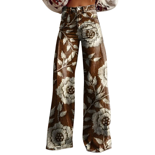 Trendy Flared Denim Jeans Made From Pure Cotton For Women