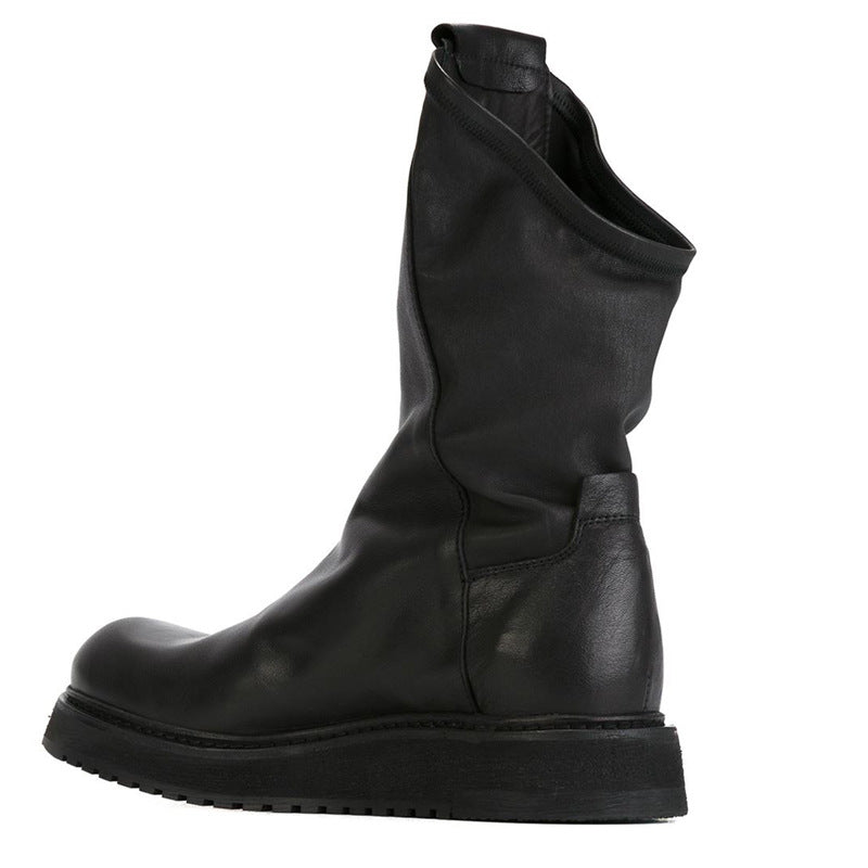 Velvet High-Top Retro Casual Leather Shoes — Men&