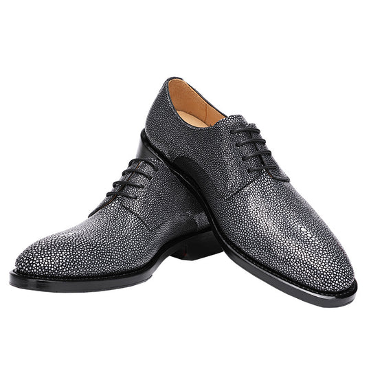 Pearl Fish Skin Lace-Up Shoes — Men&