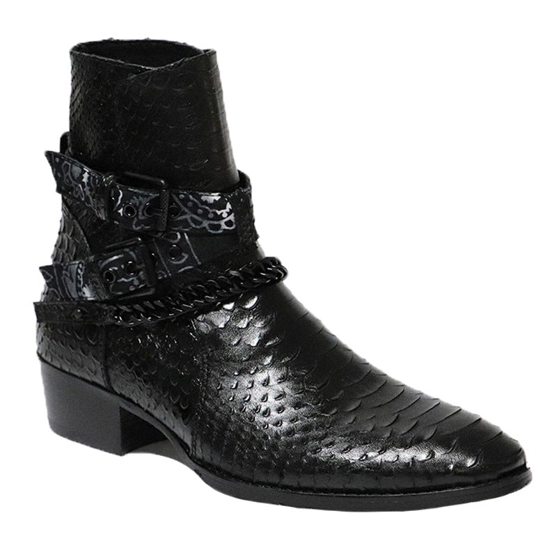 Serpentine Pointed Flower Chelsea Boots — Men&