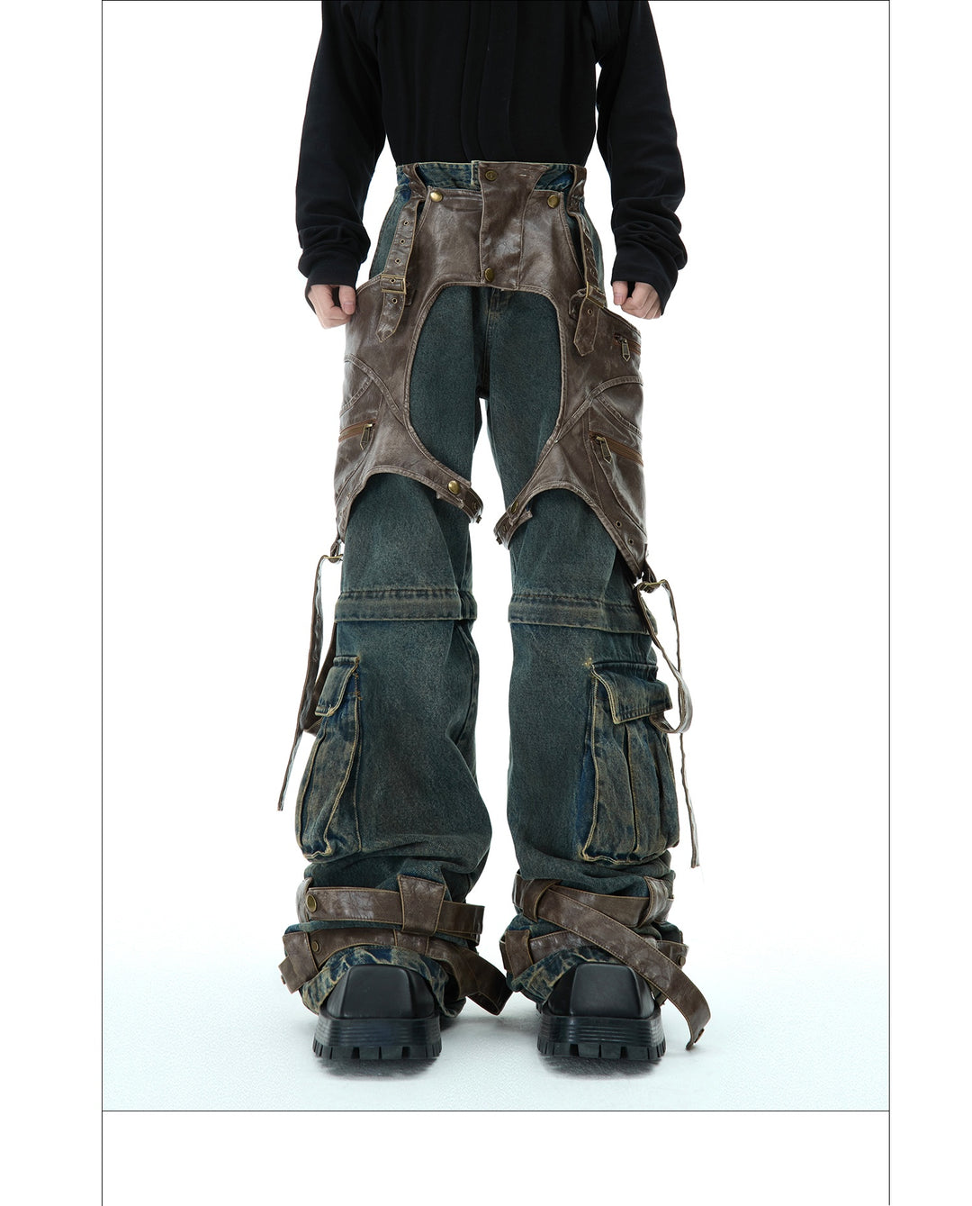 Retro Deconstructed Denim Overalls — Men&