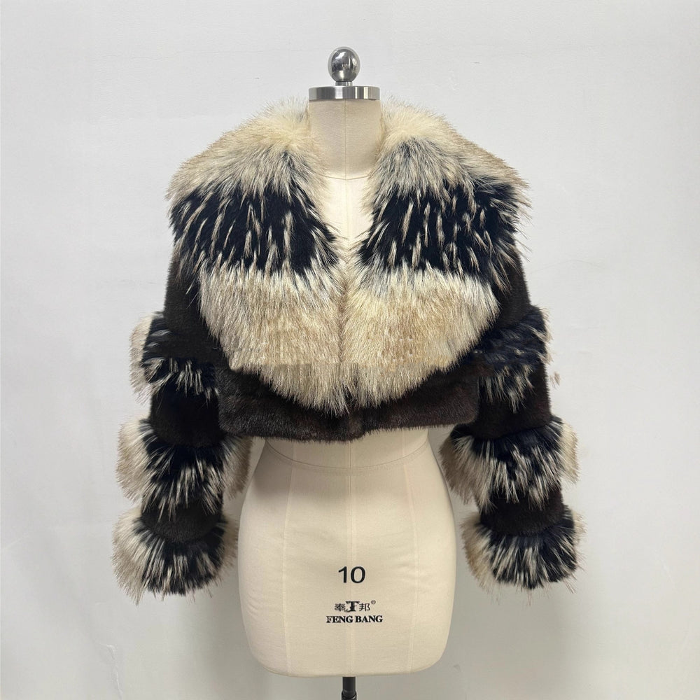 Eco Faux Fur Short Coat — Lapel, Brown
