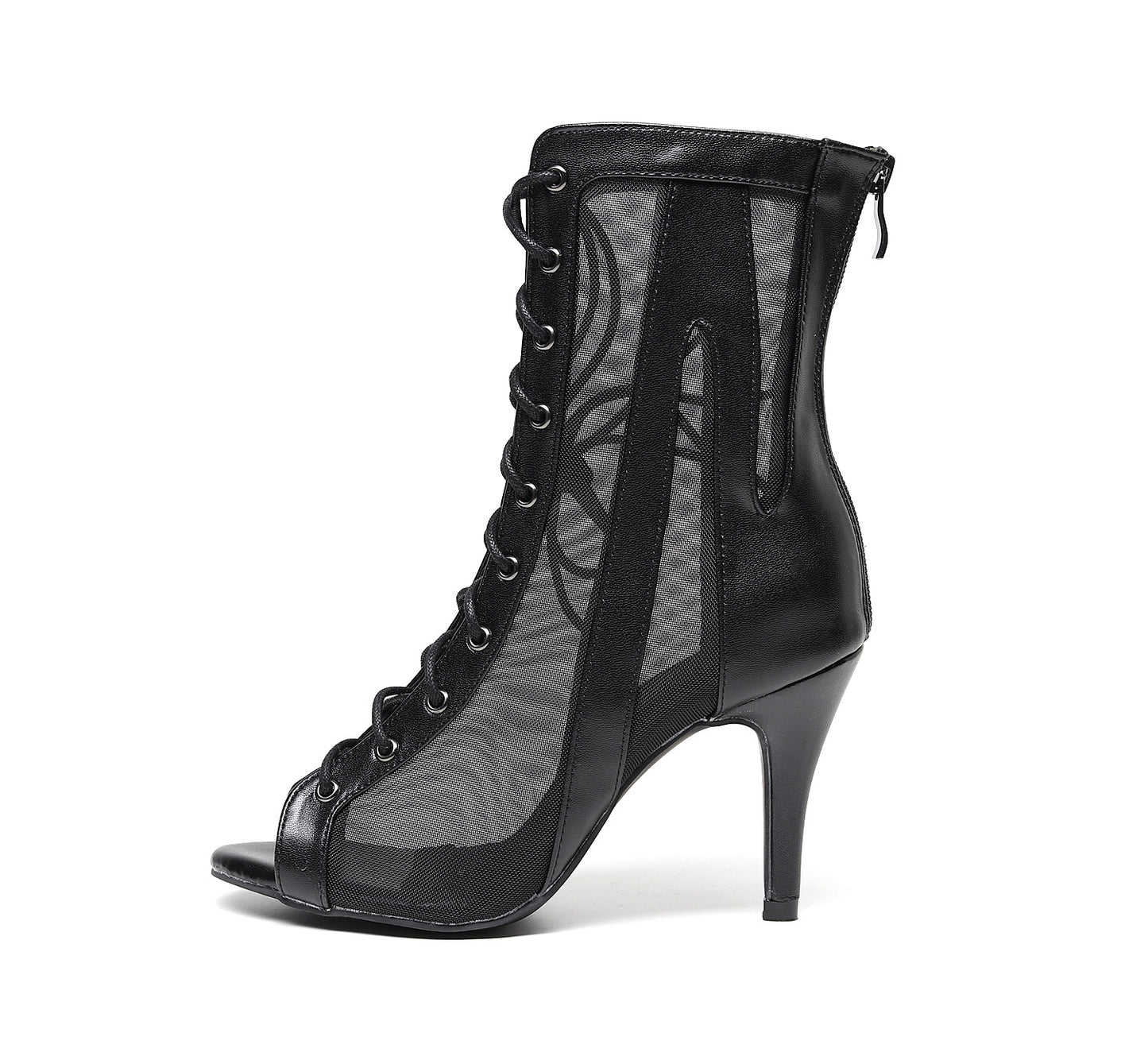 Latin Dance Shoes Black High Heel Ankle Boots