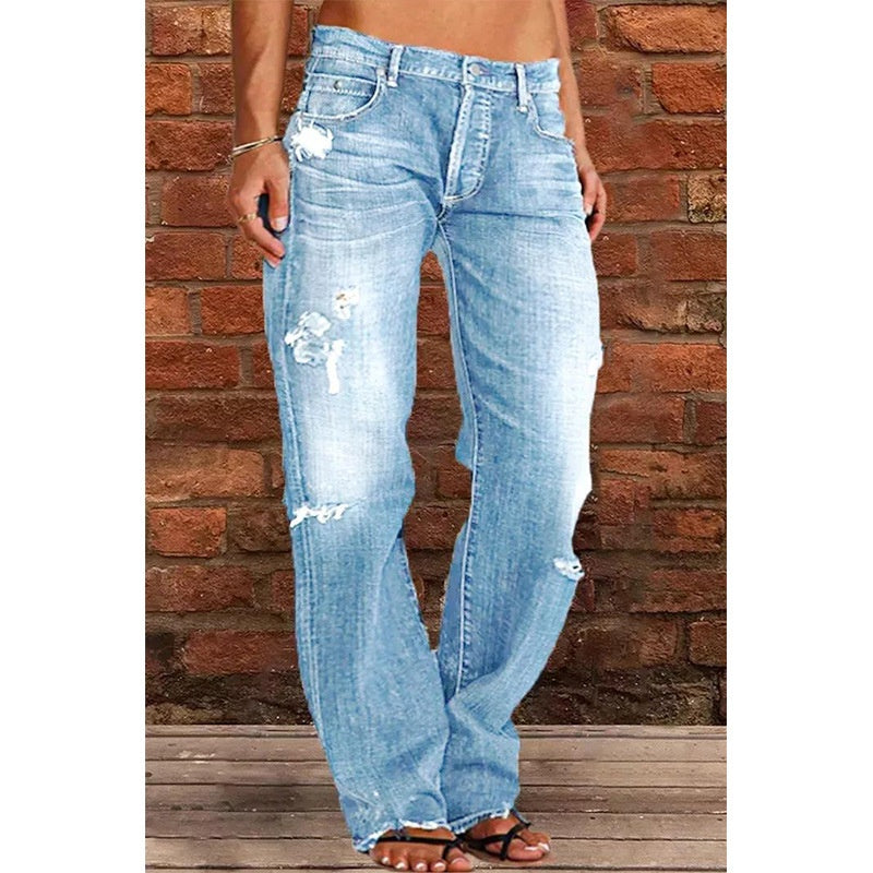 Ripped Loose Wide-Leg Jeans — Women&
