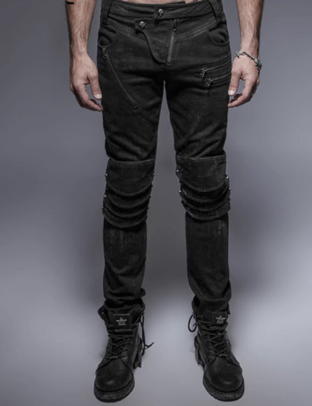 Motorcycle Steampunk Armor Denim — Dune Black