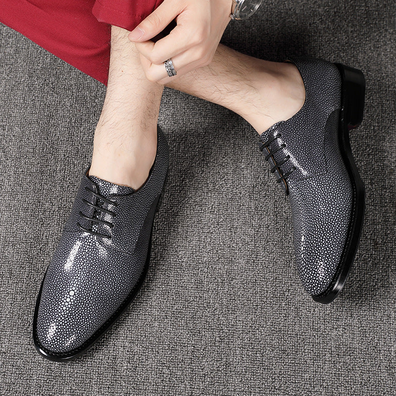 Pearl Fish Skin Lace-Up Shoes — Men's