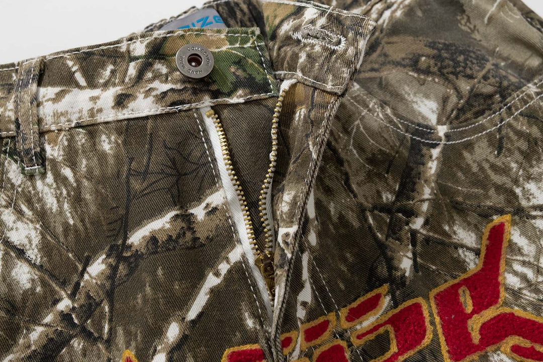 Camo Alphabet Embroidered Jeans — Women&