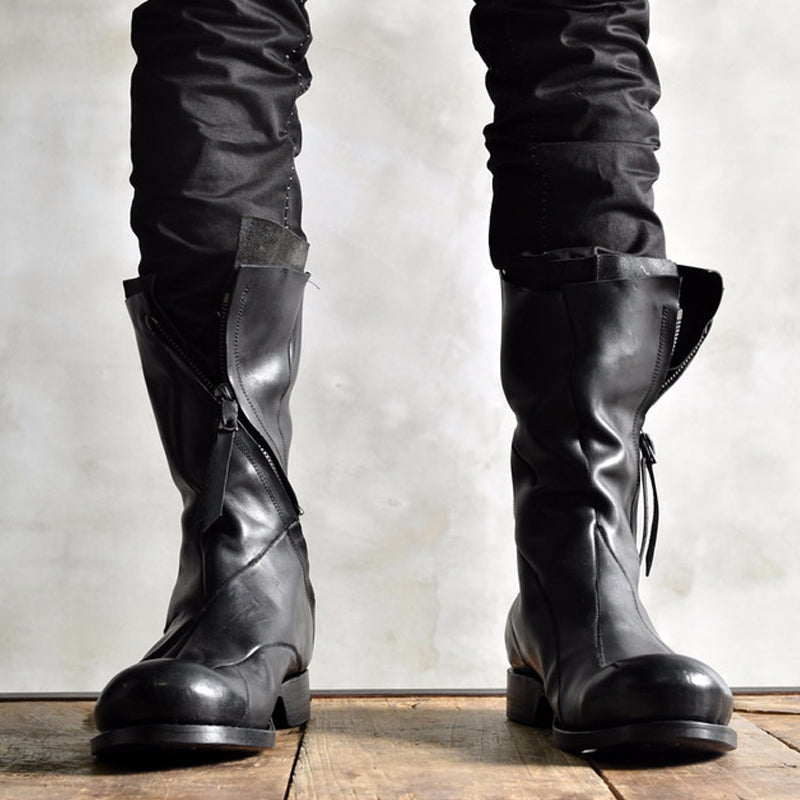 Deconstructed Leather Boots — Men&