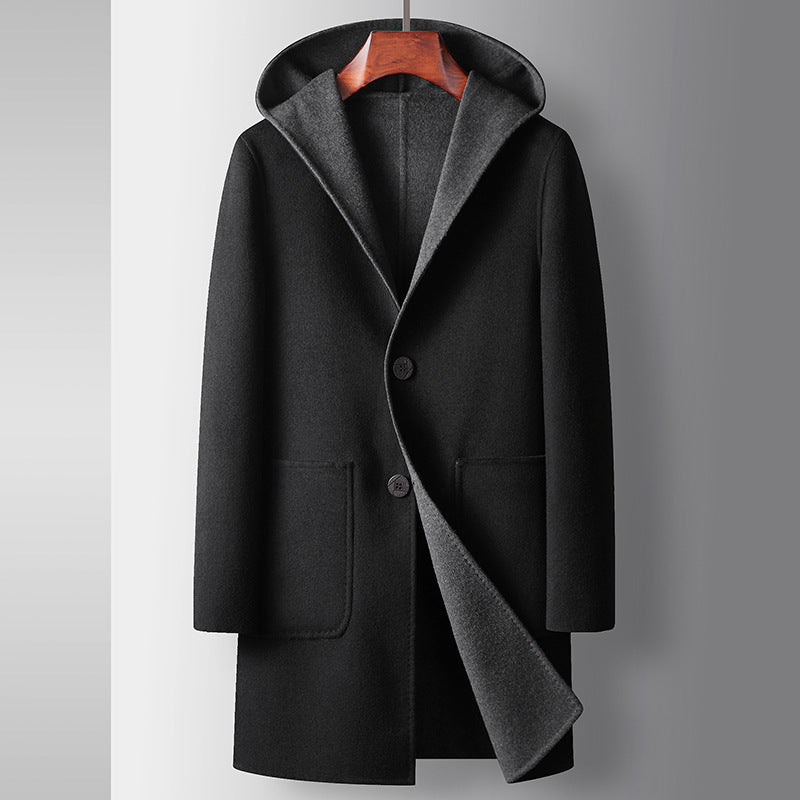 Reversible Hooded Wool Coat