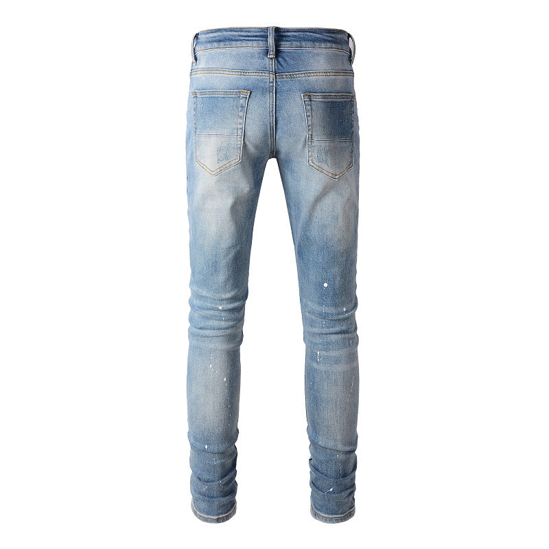 Paint-Splash Distressed Denim — Worn Wash