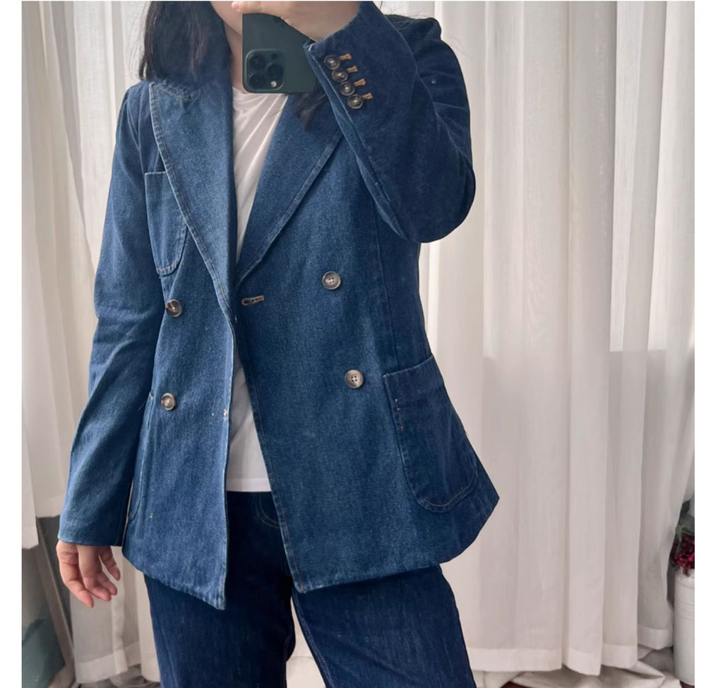Tibetan Blue Double-Breasted Denim Jacket