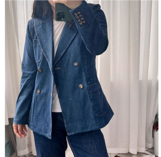 Tibetan Blue Double-Breasted Denim Jacket