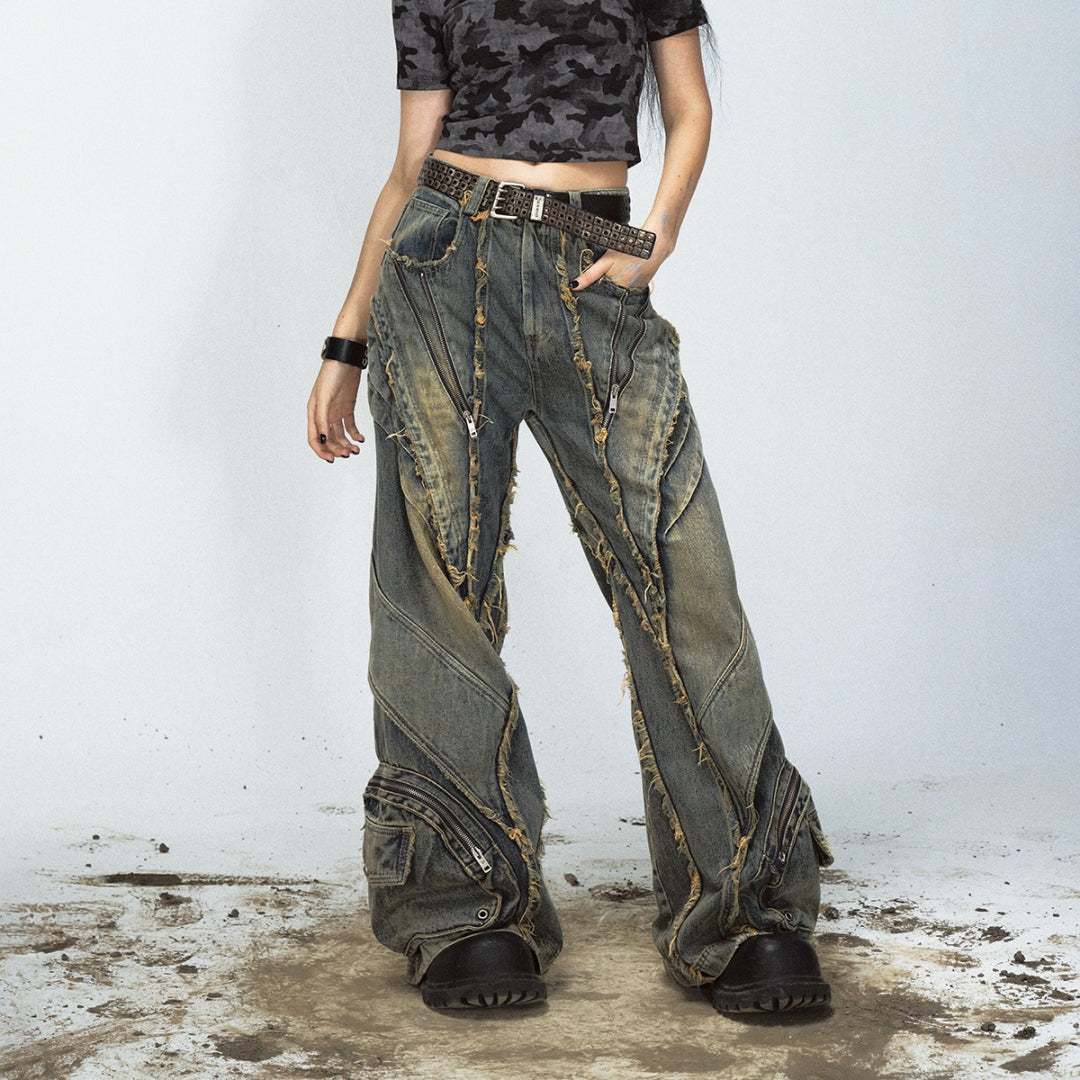ShopBAM — Destroyed Wide-Leg Jeans — Unisex