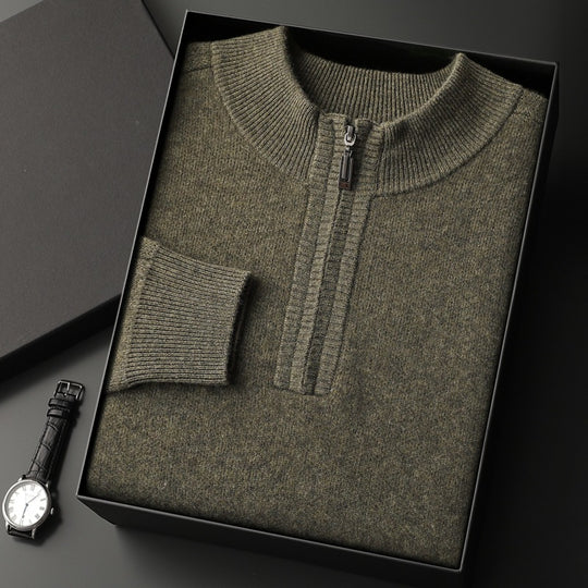 Half-Zip Wool Pullover Sweater — Men&