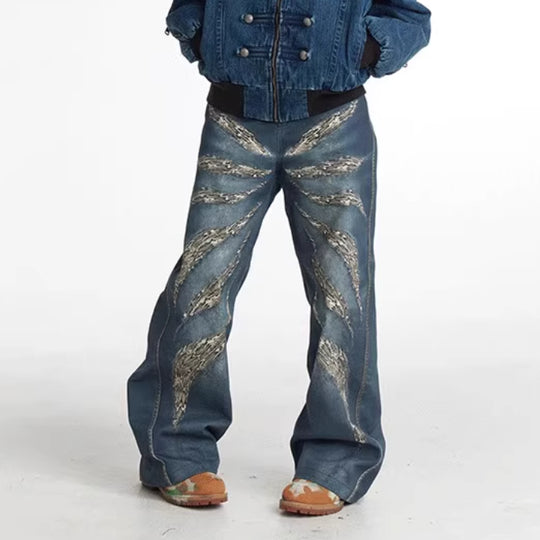 ShopBAM — Digital 3D Leopard Print Loose Denim — Multi-Color