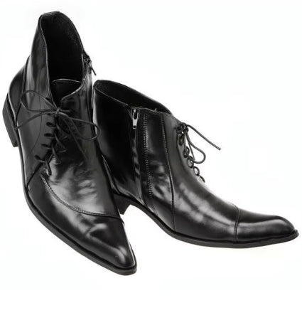 British Design Leather Pointed Men's Boots