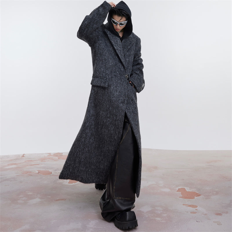 Niche Profile Padded Shoulder Woolen Coat Men's