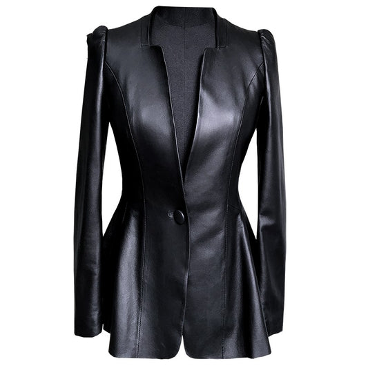 Short Coat Women's Leather Slim-Waisted Jacket