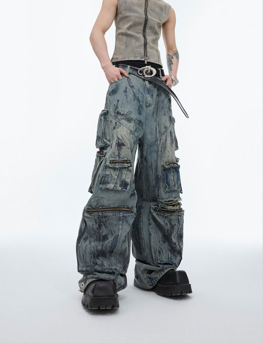 Hand-Painted Distressed Jeans — Men&