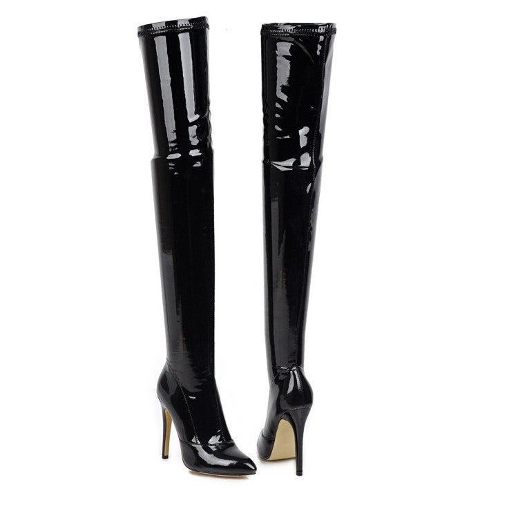 Over-The-Knee Patent Leather Boots — Women's