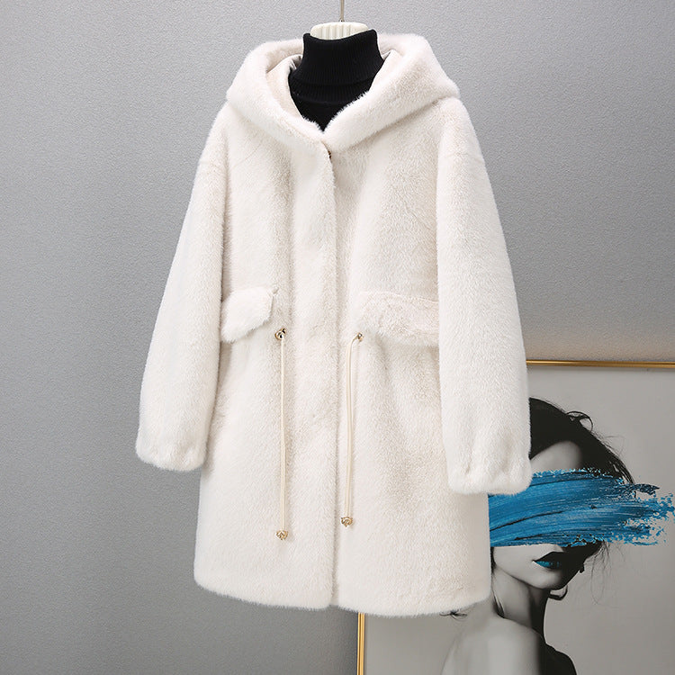 Mid-Length Loose Thick-Sweater Coat Women's