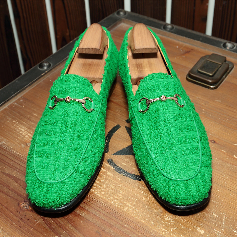ShopBAM — Green Loafer Slip-On Shoes — Men's