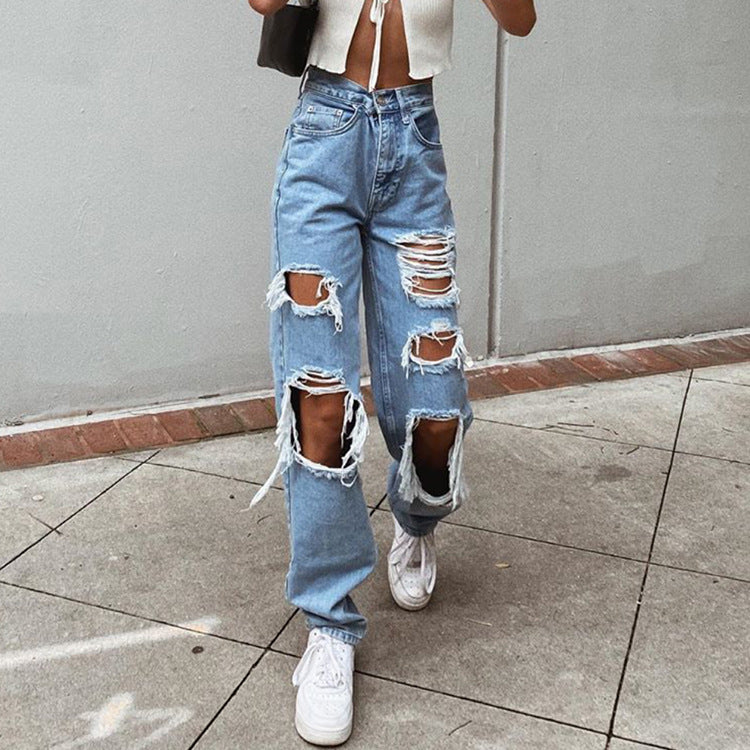 American Retro Distressed Wide-Leg Jeans — Women's