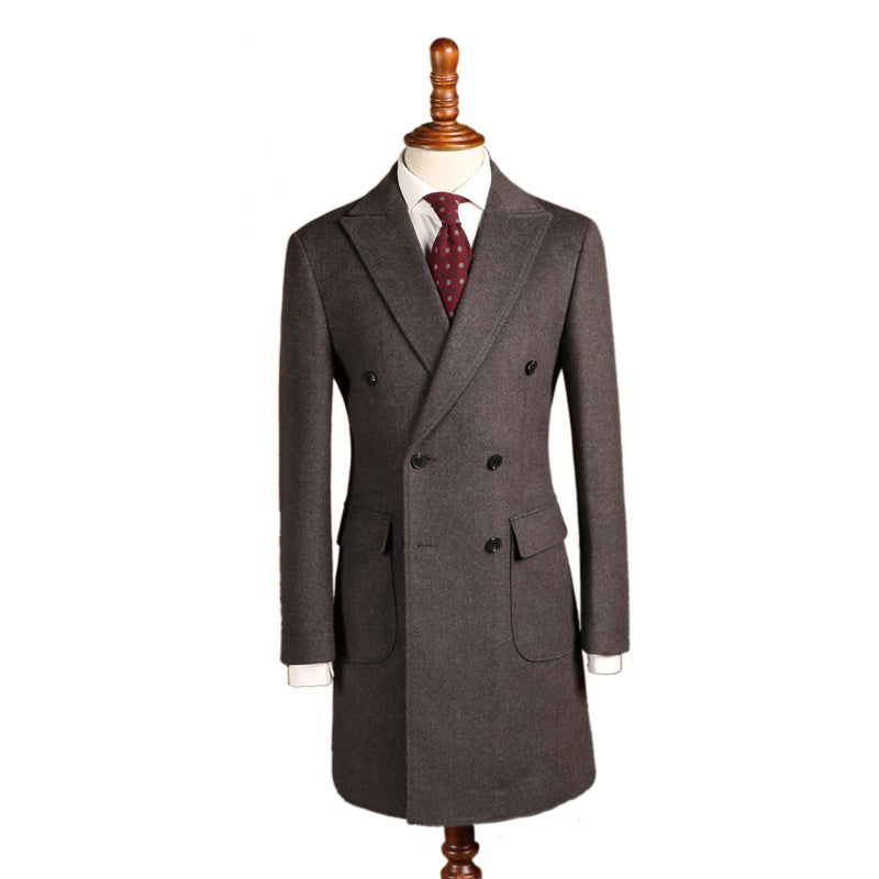 Herringbone Wool Coat — Double Breasted