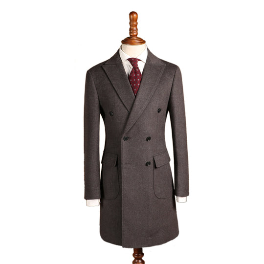 Herringbone Wool Coat — Double Breasted