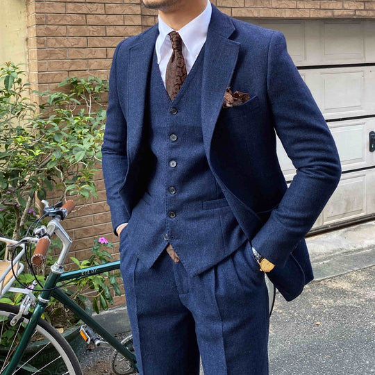 ShopBAM — Herringbone Wool Slim Fit Suit — Men&
