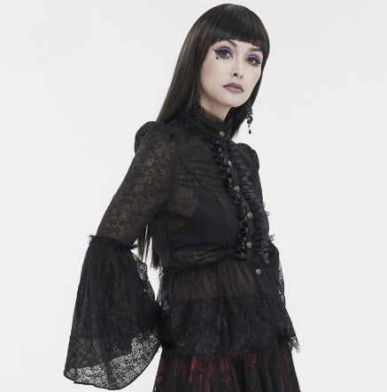 Punk Flared Sleeve Lace Shirt — Women&