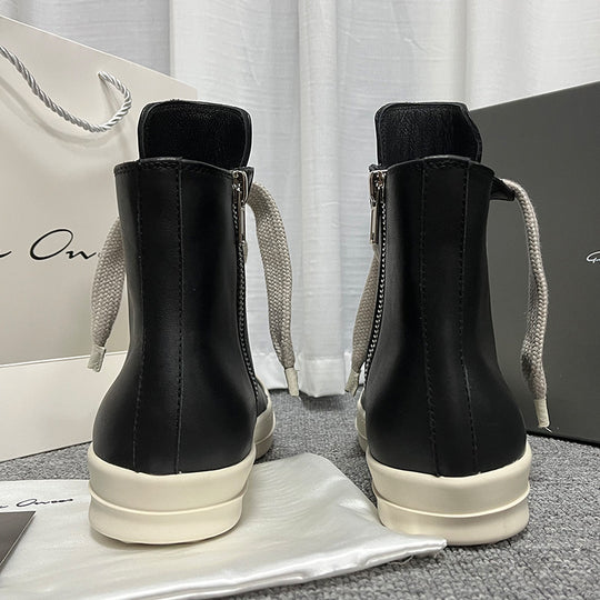 High-Top Cowhide Leather Sneakers — Unisex
