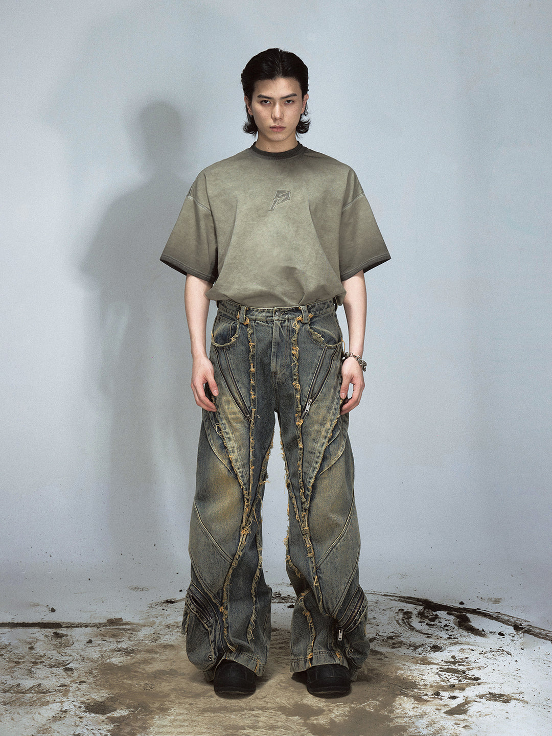 Destroyed Wide-Leg Jeans — Unisex