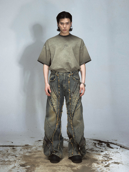 Destroyed Wide-Leg Jeans — Unisex