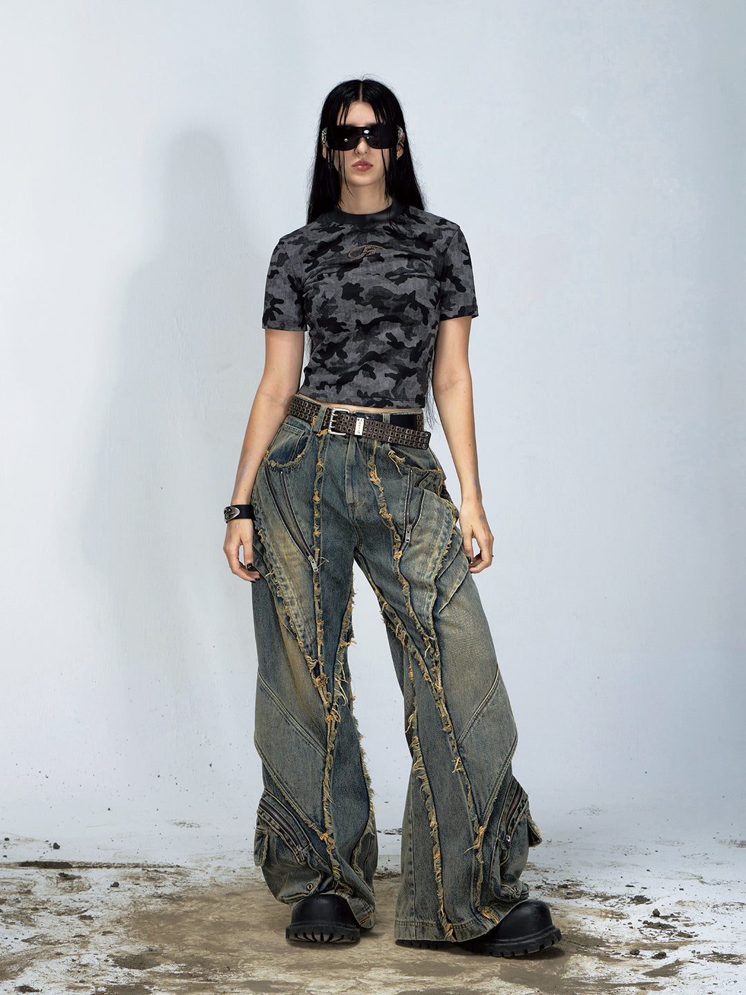 Destroyed Wide-Leg Jeans — Unisex