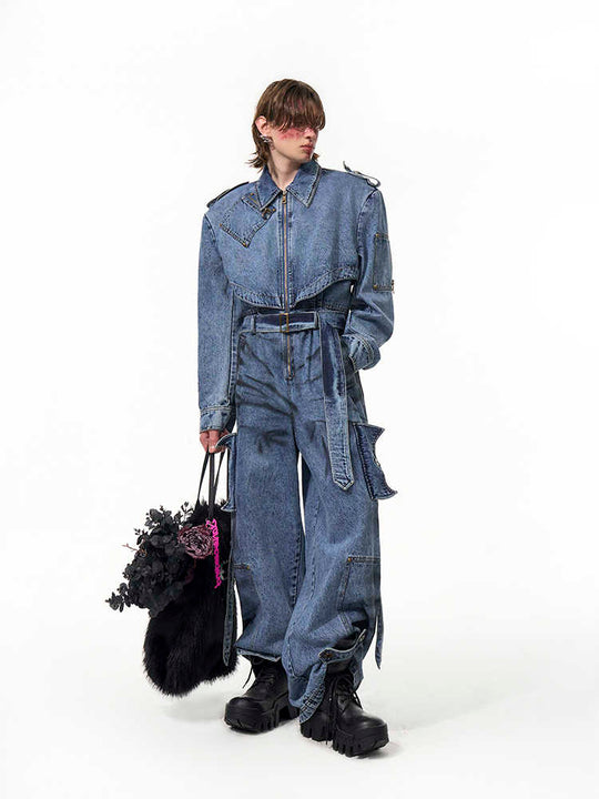 Dirty Dyed Denim Jumpsuit — Men&