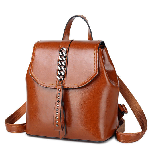 Leather Fashion Backpack — Women&