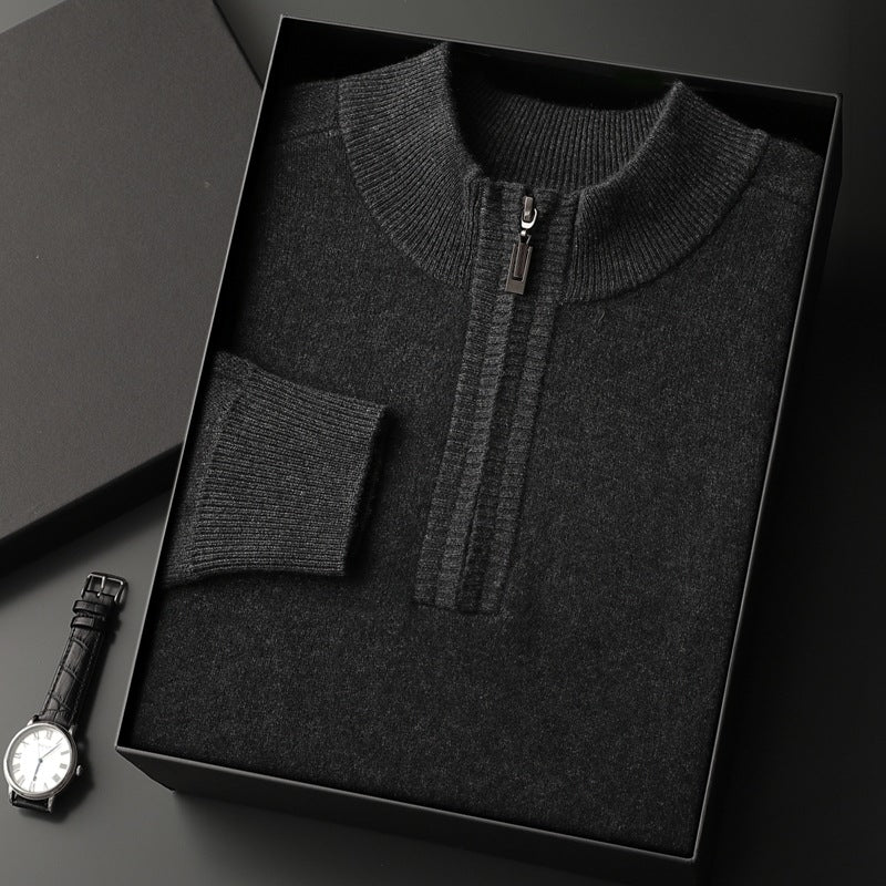 Half-Zip Wool Pullover Sweater — Men&