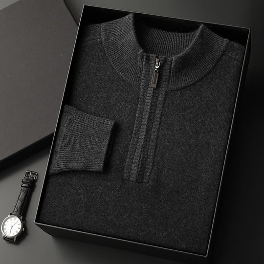 Half-Zip Wool Pullover Sweater — Men&