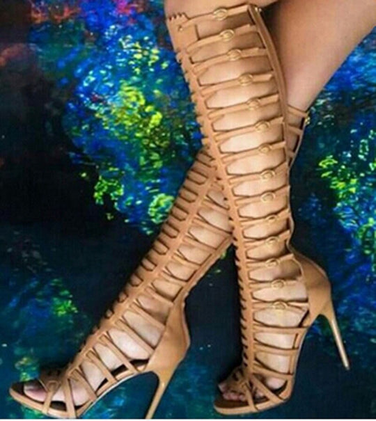 Laser Hollow Open-Toe Heels — Women&
