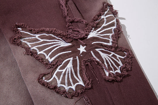 Retro Butterfly Embroidered Jeans — Women&