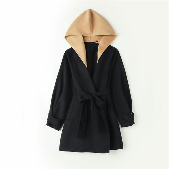Contrast Colour Wool Overcoat — Mid-Length