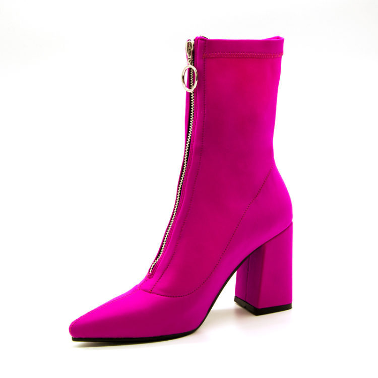 Breathable Stretch Chunky Heel Boots — Women&