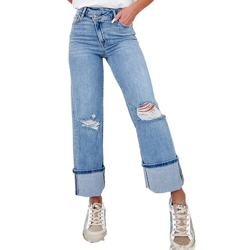 High-Waist Ripped Jeans — Women&