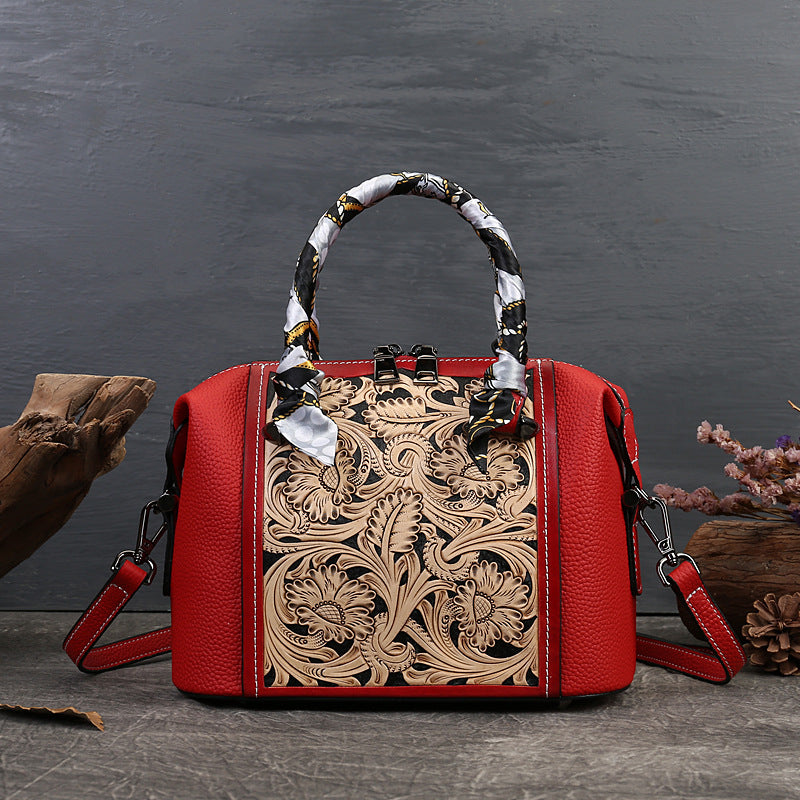 ShopBAM — Carved Cowhide Leather Messenger Bag