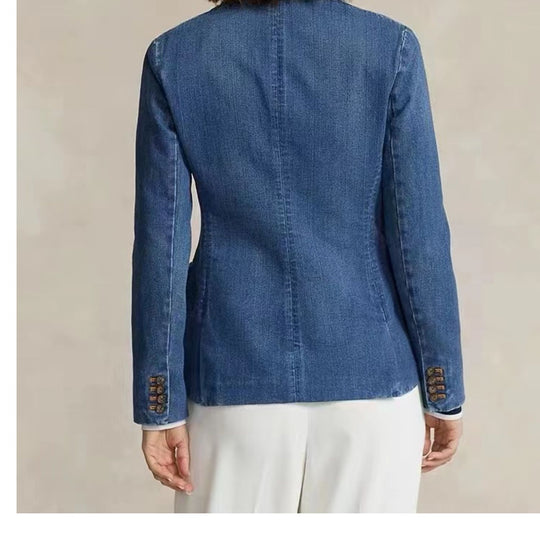 Tibetan Blue Double-Breasted Denim Jacket