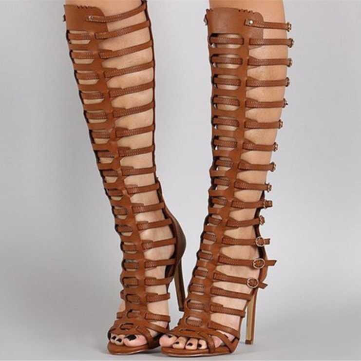 Laser Hollow Open-Toe Heels — Women&