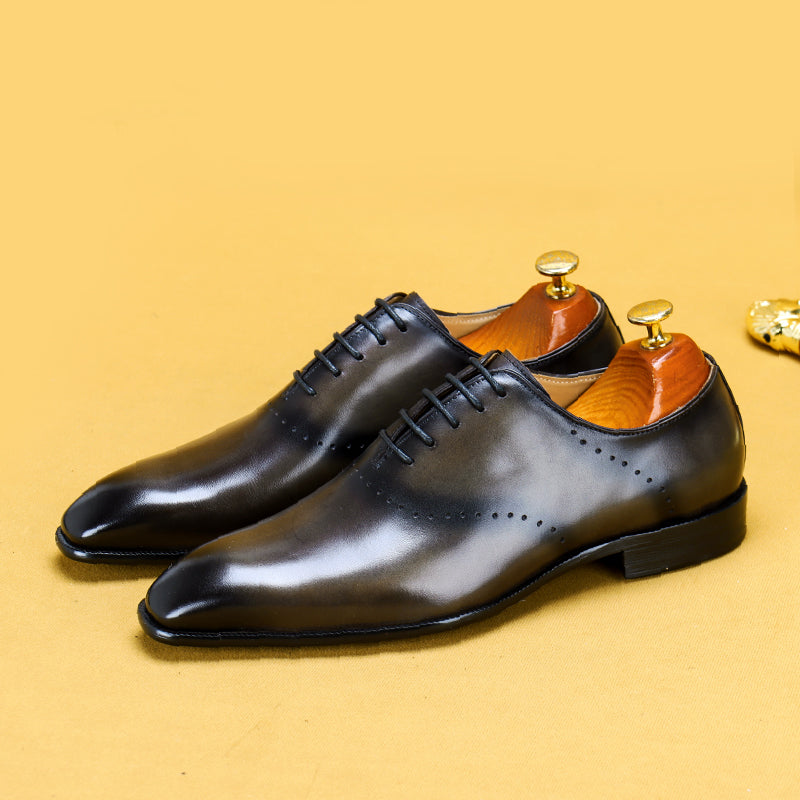 Oxford Retro Gentleman Shoes Lace Up British Whole Leather Leather Casual