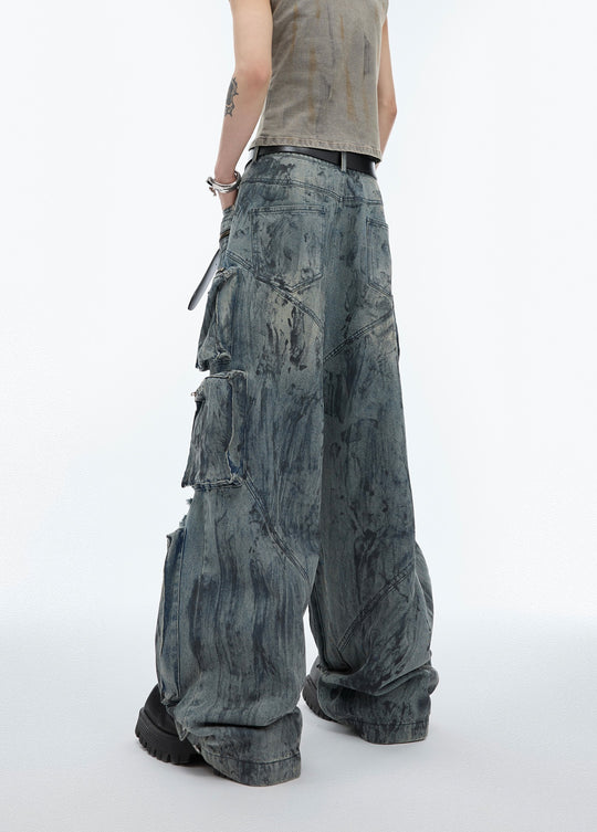 Hand-Painted Distressed Jeans — Men&